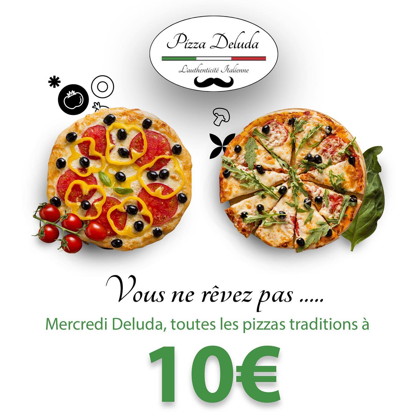Mercredi Deluda - Pizzas pas chères - Pizzeria Vannes Kercado