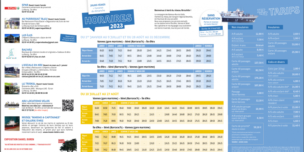 bateau bus vannes ile arz