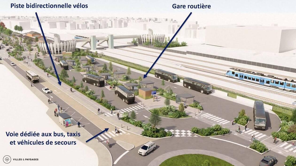 Travaux gare Vannes pole d'échanges multimodal gare vannes